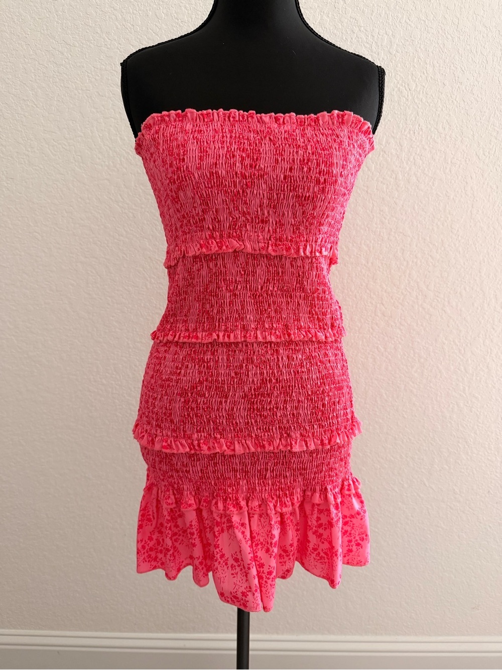 Chic Me Pink Smocked Mini Dress | Strapless Babydoll Dress